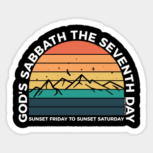 God's Sabbath The Seventh Day Sunset Friday To Sunset Saturday Mountains White Text Sticker
